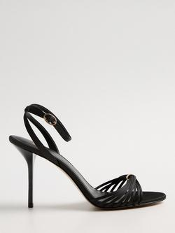 Mango Stiletto Ankle Strap Sandal Heels, Black, Black