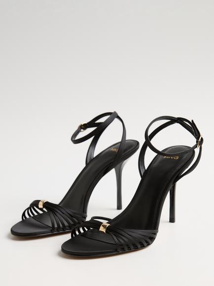 Mango Stiletto Ankle Strap Sandal Heels, Black - view 2, Black