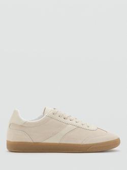 Mango Camy Lace Up Round Toe Trainers, Sand, Sand