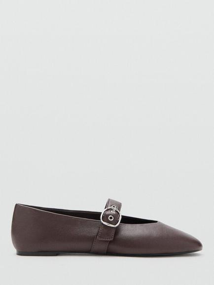 Mango Bridge Strap Leather Pumps, Chocolate, Chocolate
