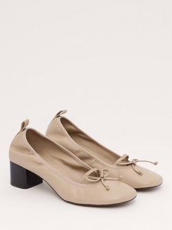 Mango Block Heel Ballet Pumps, Beige - view 2, Beige
