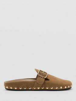 Mango Suede Studded Mules, Sand, Sand