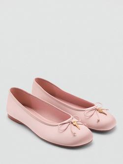 Mango Bow Detail Ballerina Pumps, Pink - view 2, Pink