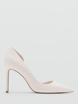 Mango Audrey Pointed Toe Stiletto Heel Court Shoes, White, White