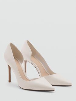 Mango Audrey Pointed Toe Stiletto Heel Court Shoes, White - view 2, White