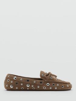 Mango Grommet-Trim Moccasin Loafers, Sand, Sand