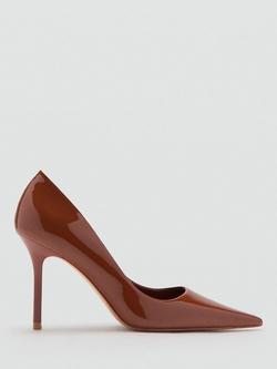 Mango Sculpted Pointed Stiletto Court Shoes, Cognac