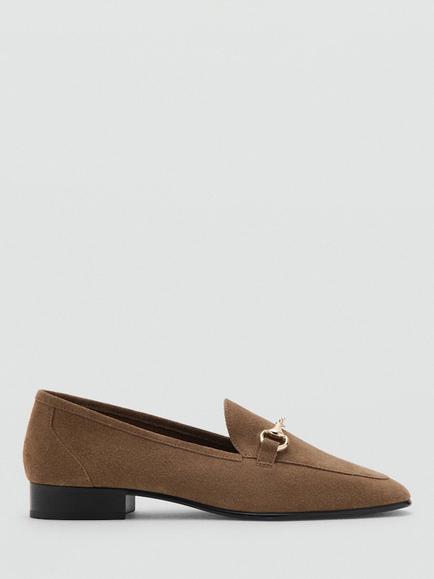 Mango Suede Horsebit Buckle Loafers, Sand, Sand