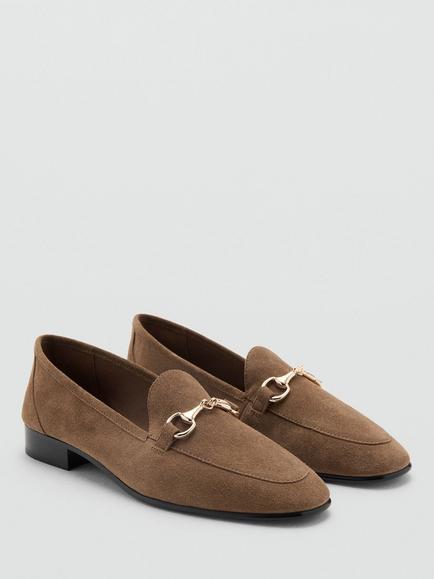 Mango Suede Horsebit Buckle Loafers, Sand - view 2, Sand
