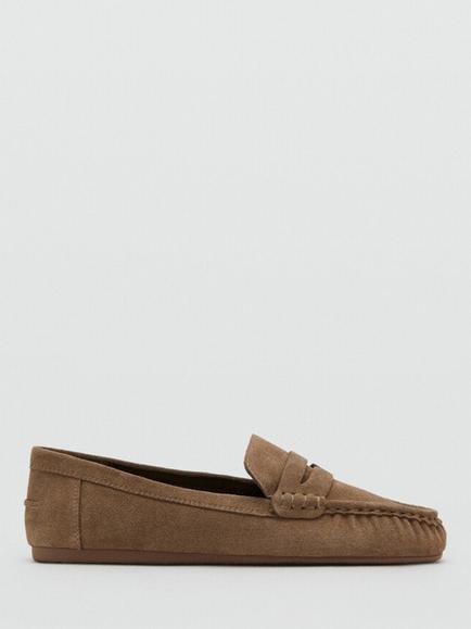 Mango Handstitched Moccasin Loafers, Camel, Camel