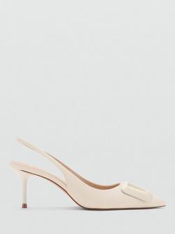 Mango Buckle Pointed-Toe Slingback Court Shoes, Raw