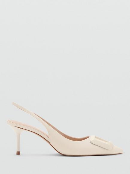 Mango Buckle Pointed-Toe Slingback Court Shoes, Raw