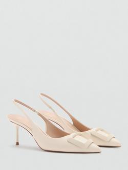 Mango Buckle Pointed-Toe Slingback Court Shoes - view 2, Raw