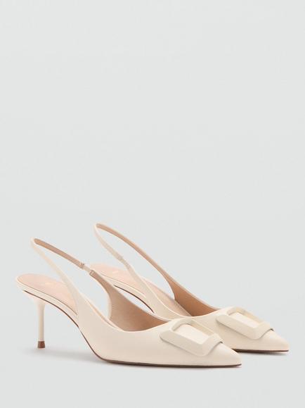 Mango Buckle Pointed-Toe Slingback Court Shoes - view 2, Raw
