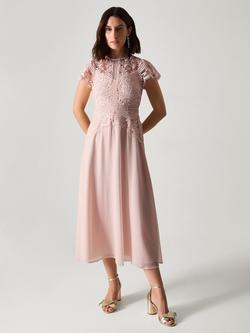 Monsoon Monica Lace Bridesmaid Dress, Soft Pink, Soft Pink