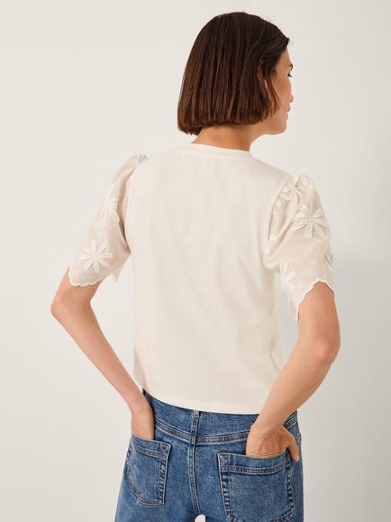 Monsoon Mel Floral Jersey T-Shirt, Ivory - view 2, Ivory
