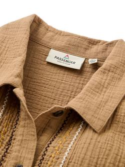 Passenger Waveney Seersucker Cotton Shirt, Brown - view 2, Brown