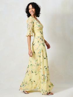 Hope & Ivy The Goldie Floral Open Back Maxi Dress, Yellow - view 2, Yellow