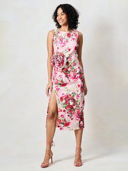 Hope & Ivy The Megan Flower Detail Midi Dress, Pink - view 2, Pink