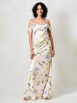 Hope & Ivy The Miyu Floral Bardot Maxi Dress, Pink, Pink