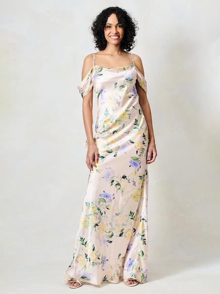 Hope & Ivy The Miyu Floral Bardot Maxi Dress, Pink, Pink