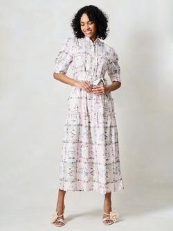 Hope & Ivy The Pamela Floral Shirt Midi Dress, Ivory, Ivory