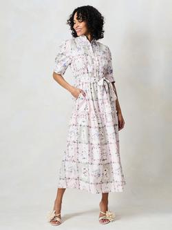Hope & Ivy The Pamela Floral Shirt Midi Dress, Ivory - view 2, Ivory