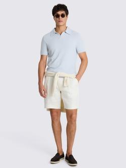 Moss Skipper Collar Short Sleeve Boucle Polo Shirt - view 2, Light Blue