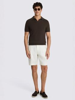 Moss Skipper Collar Short Sleeve Polo Shirt, Brown - view 2, Brown