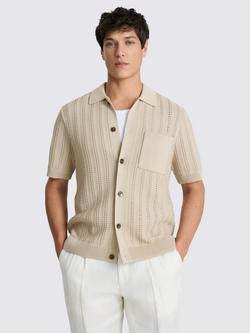 Moss Knitted Pointelle Short Sleeve Shirt, Neutral, Neutral