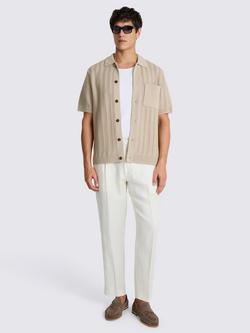 Moss Knitted Pointelle Short Sleeve Shirt, Neutral - view 2, Neutral
