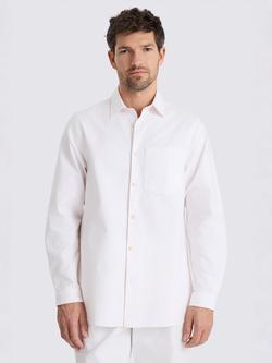 Moss Relaxed Long Sleeve Cotton Oxford Shirt, Pink, Pink