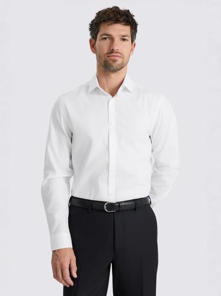 Moss Regular Fit Cotton Royal Oxford Non-Iron Shirt, White, White
