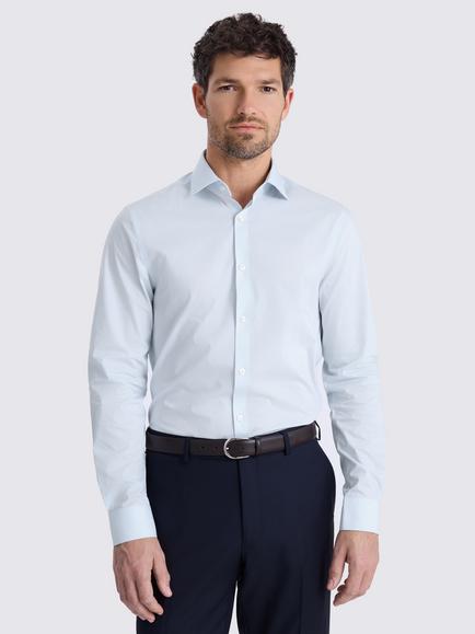Moss Slim Fit Cotton Blend Stretch Shirt, Light Blue