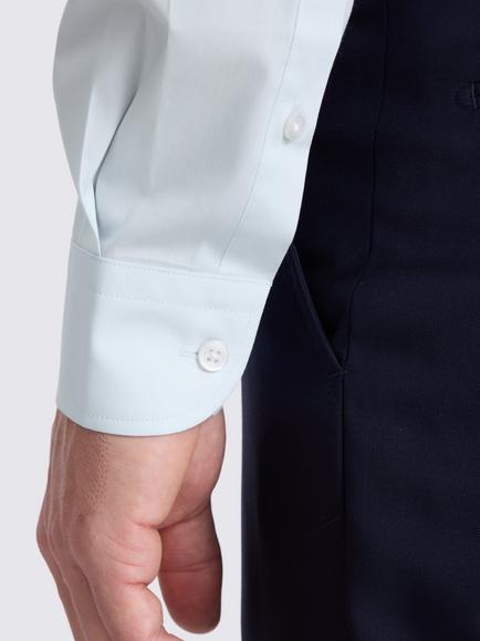 Moss Slim Fit Cotton Blend Stretch Shirt - view 2, Light Blue