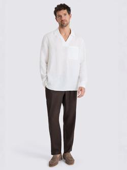 Moss Linen Regular Fit Popover Shirt, White - view 2, White