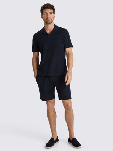Moss Terry Towelling Cotton Shorts, Navy - view 2, Navy