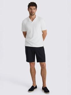 Moss Wool Pleated Shorts, Navy - view 2, Navy