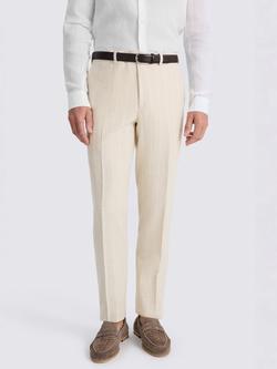 Moss Slim Fit Stripe Linen Tailored Trousers, Light Camel, Light Camel