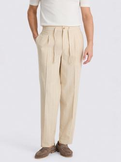 Moss Linen Blend Beach Trousers, Neutral, Neutral