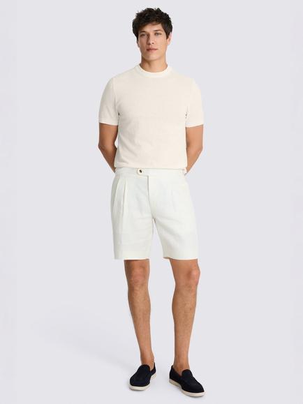 Moss Linen Blend Crew Neck T-Shirt - view 2, Off-white
