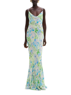 Malina Amaia Pure Silk Chiffon Maxi Dress, Multi, Multi