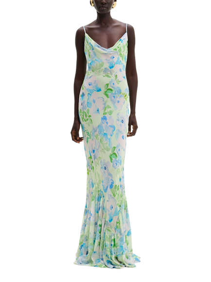 Malina Amaia Pure Silk Chiffon Maxi Dress, Multi, Multi