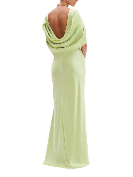 Malina Louise Drape Back Maxi Dress, Pistachio - view 2, Pistachio