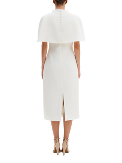 Malina Milena Sculpted Cape Midi Dress, Cream - view 2, Cream