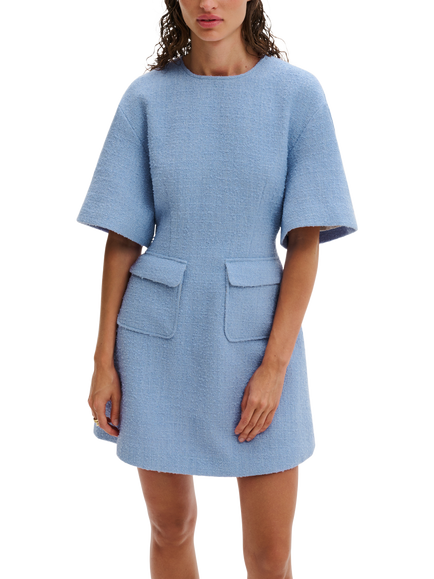 Malina Rayna Boucle Mini Dress, Blue, Blue
