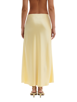 Malina Aubree Satin Midi Skirt - view 2, Lemon