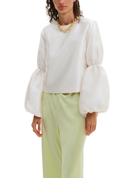 Malina Cia Double Puff Sleeve Top, White, White