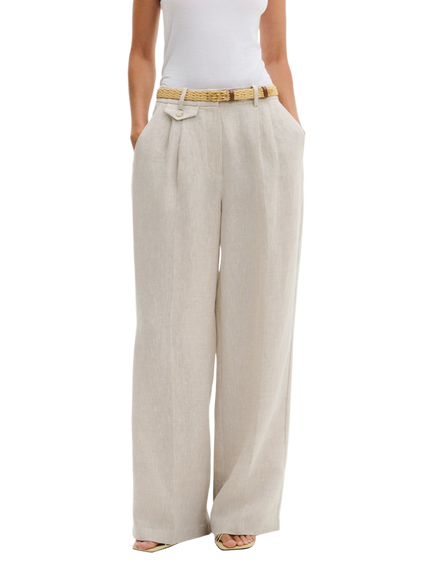 Malina Yana High Rise Pure Linen Trousers, Beige, Beige