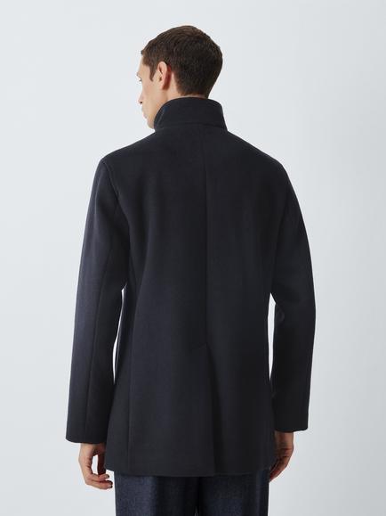 John Lewis Short Wool Blend Funnel Neck Coat - view 2, Navy